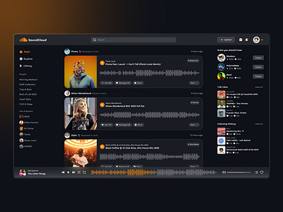 SoundCloud Redesign - Music Web App clean dark darkmode music musicplayer player redesign sound ui ux