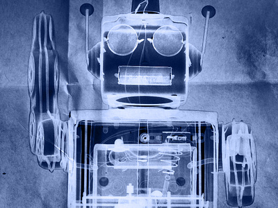 4N0D3 Robot Blue artwork digiital art digital photography distressed layered artwork photography xray photography
