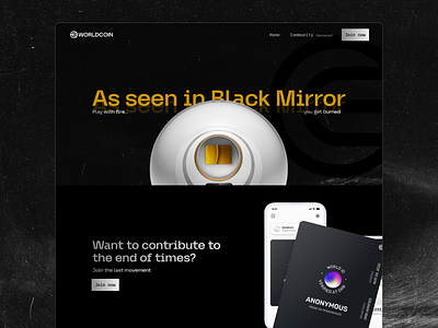 Worldcoin: As seen in Black Mirror design graphic design ui uxuidesign web3 webdesign