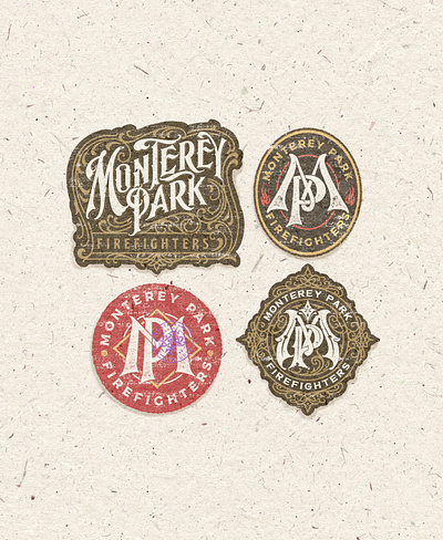 Monterey Park Firefighters Logo brand branding company brand logo company branding company logo design graphic design handmade illustration lettering logo typeface typography ui ux vector vintage vintage badge vintage font