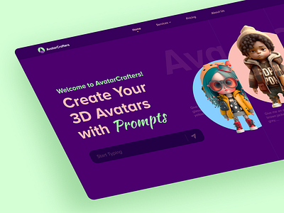 Avatar Crafters: Hero Section 3d graphic design ui