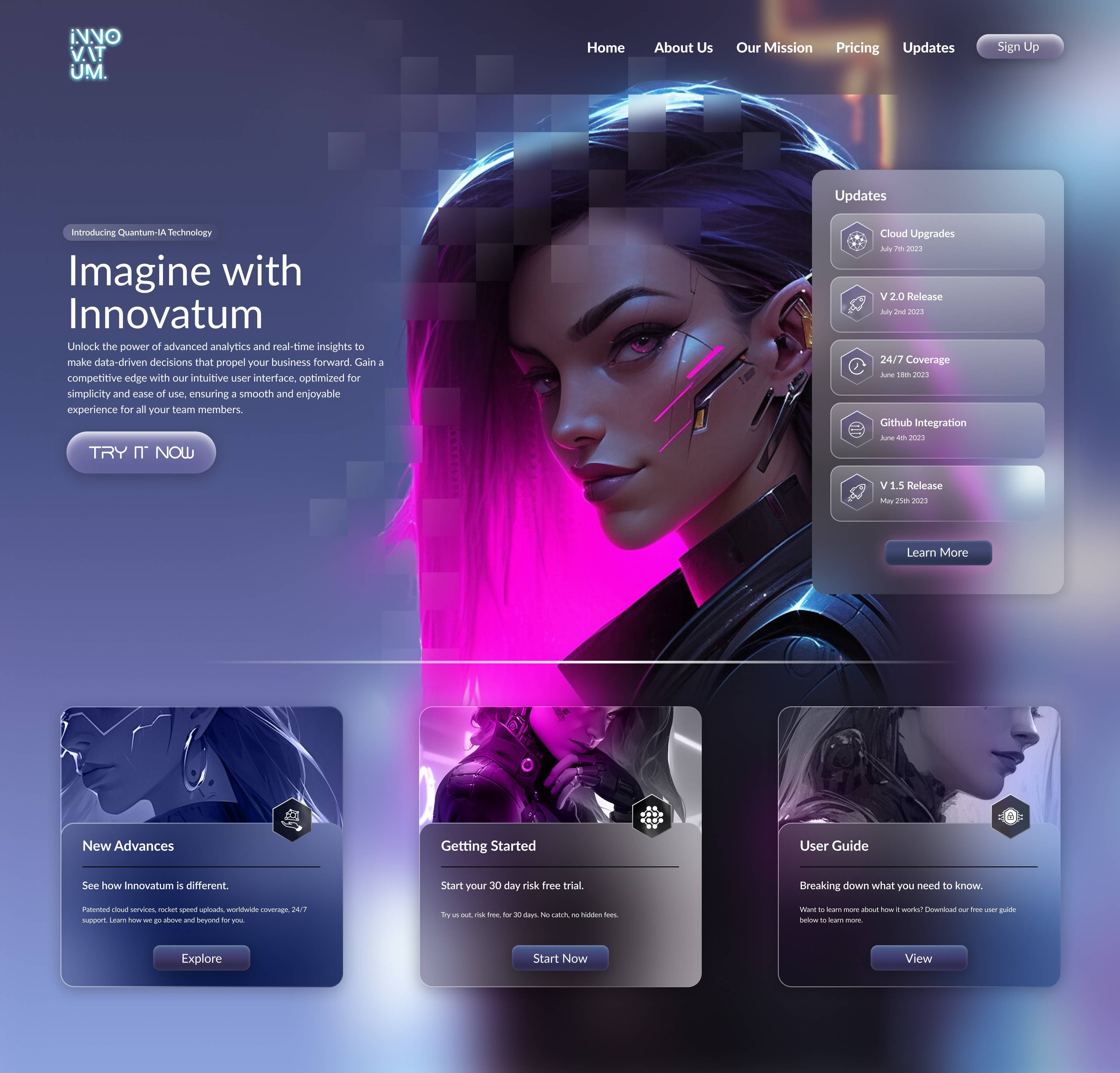 Cyberpunk Landing Page cyberpunk fantasy figma futuristic glassmorphism illustration landingpage ui webdesign