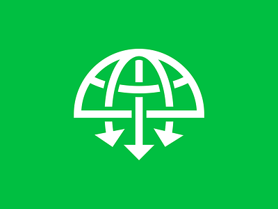 Earth Logo arrow down earth globe green logo minimal world