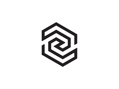 Hexagon Maze Logo angles black and white geometric hexagon logo maze minimalist
