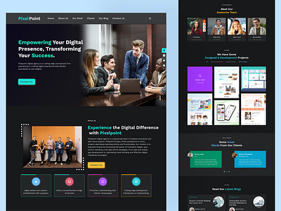 PixelPoint Digital Agency Landing Page Design agency dark theme digital agency figma landing page pixelpoint ui ux