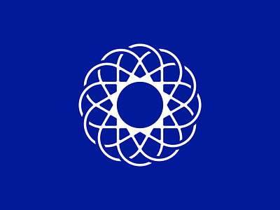 Atomic Wreath Logo atom circle dark blue flag logo science sun wreath
