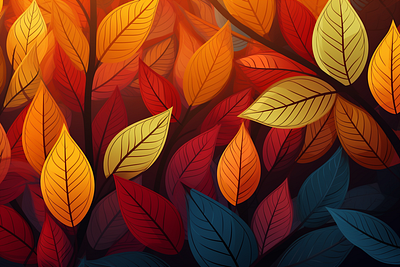Yellow and red leaves background illustration