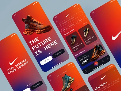 NIKE 2048: Futuristic Mobile App airmax app design footwear interface ios jordan market mobile nike online shop shoes ui ux