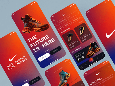 NIKE 2048: Futuristic Mobile App airmax app design footwear interface ios jordan market mobile nike online shop shoes ui ux