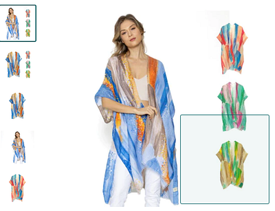 Empire Cove Womens Brush Stroke Print Kimono Shawl Wraps Beach C