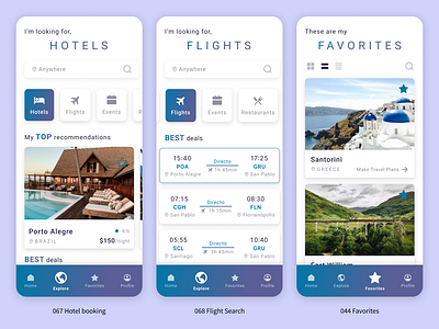 100 Day UI Challenge - Day 67 and 68 design explore favorites flight flightsearch hotel hotelbooking mobile travel travelapp ui ui44 ui67 ui68 uichallenge