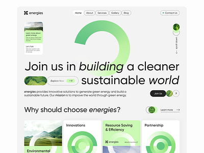 Alternative Energy Company Website air pollution clean energy climate change eco eco activists ecology energy environment greenery homepage landing page pollution recycling renewable saas sustaianable ui ux weather webdesign