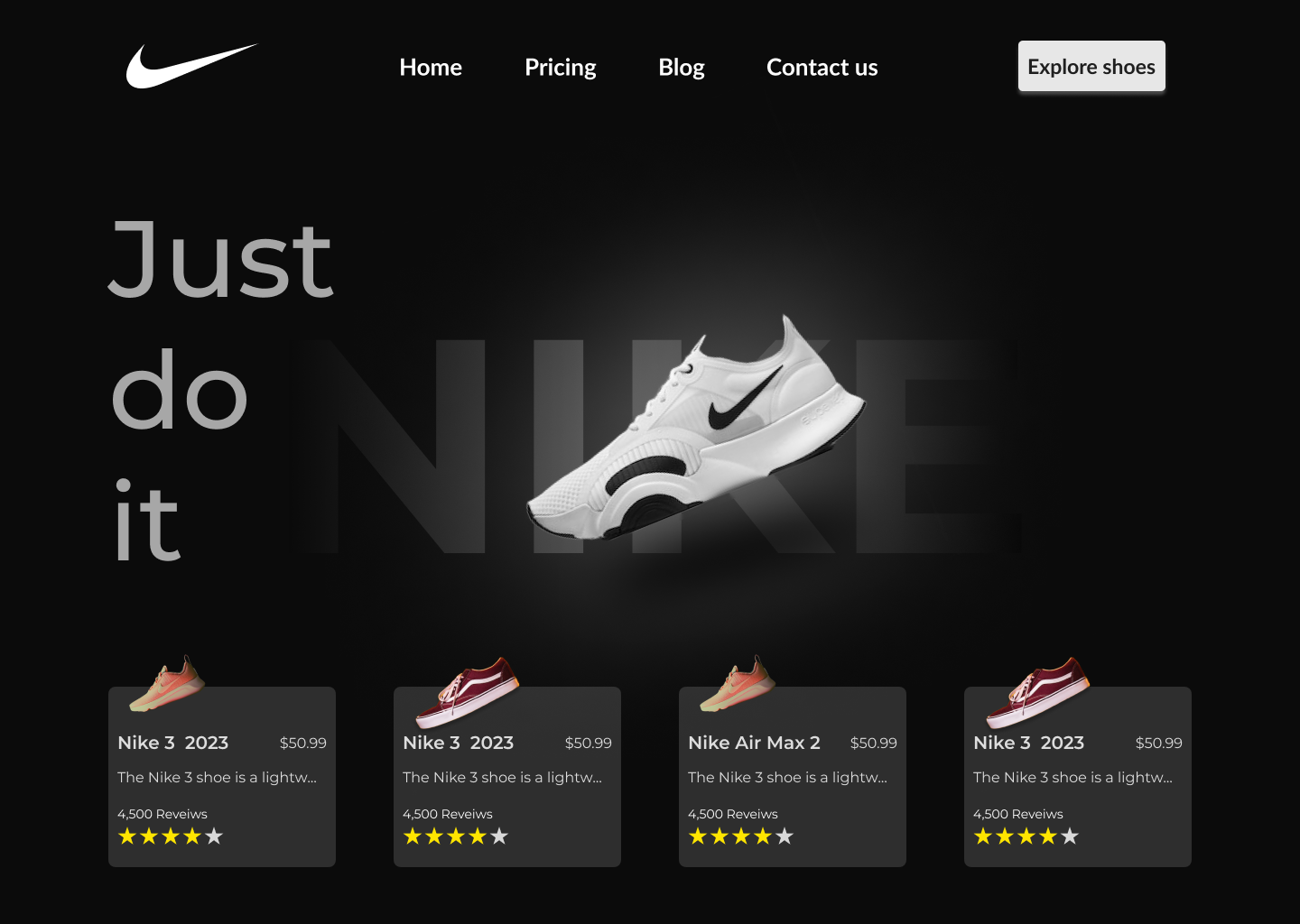 Nike Landing page by AROO_UI on Dribbble
