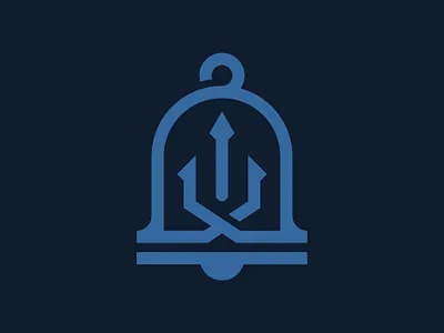 Minimalist Trident Bell Logo alarm alert audio bell bell logo brand and identity calender fork guard logo logodesigner minimilist mythology ocean poseidon remider sea sound trident trident logo