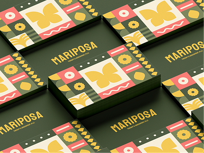 Mariposa Therapy Business Card Mockups - Option 3 branding bright business cards butterfly colorful greens grid mariposa pink saturated vibrant yellow
