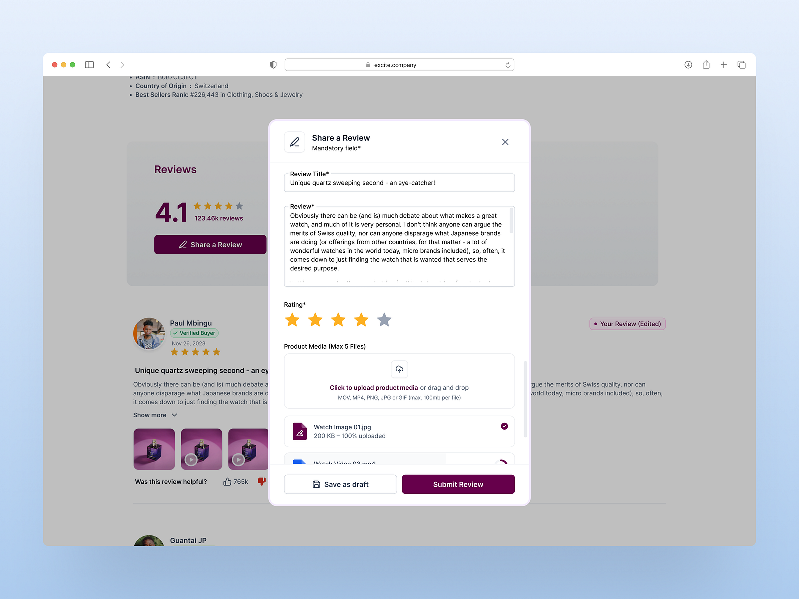 Desktop Review Modal by Paul Mbingu on Dribbble