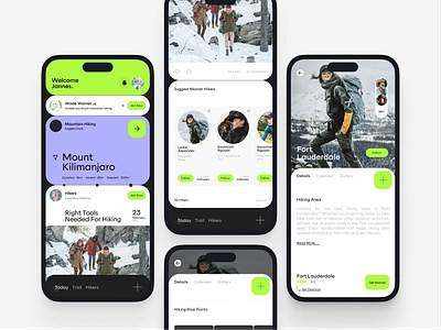 Hiking App UI adventure app design camping climbing community destination flutter hiking hiking app landing page mobile mountain outdoor path react native saas startup trip ui ux vacation