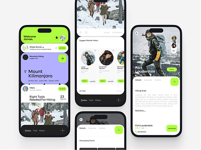 Hiking App UI adventure app design camping climbing community destination flutter hiking hiking app landing page mobile mountain outdoor path react native saas startup trip ui ux vacation