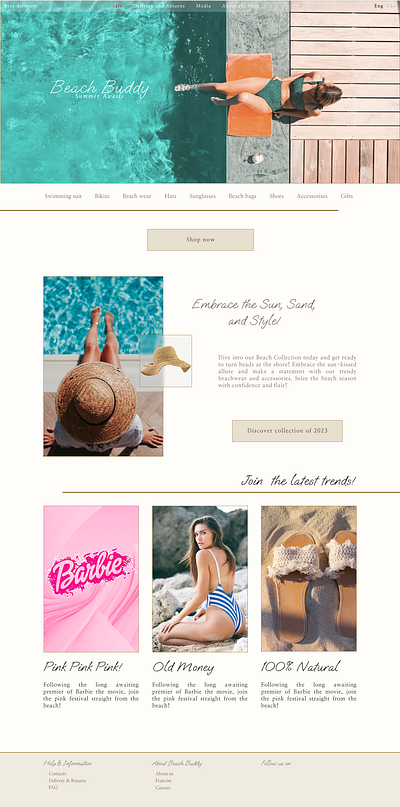 Beach apparel and accessorises online shop design e commerce website