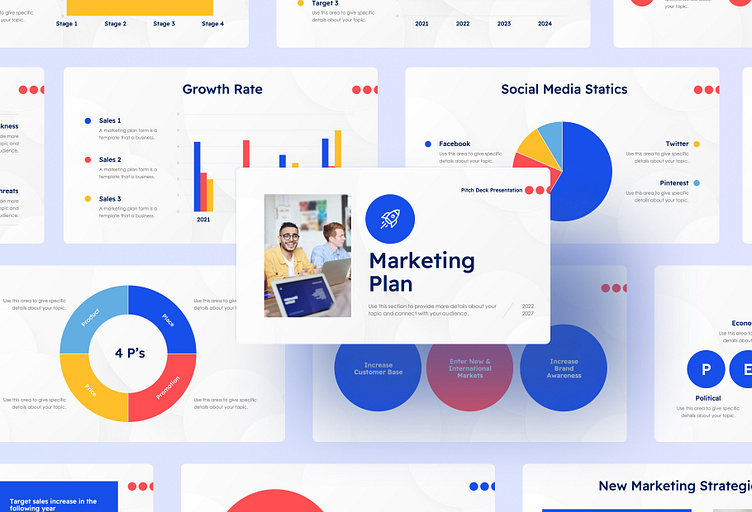 Red Yellow Blue Modern Professional Presentation Marketing Plan by ...