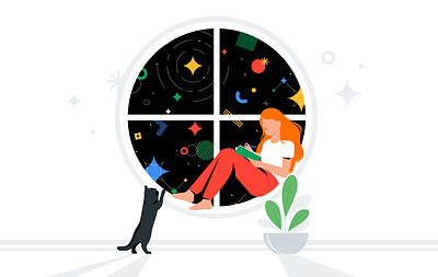 Google Polaris adobe illustrator branding cat character design concept art design diversity flat galaxy graphic design illustration illustrator inclusion lady minimalism pattern people vector woman