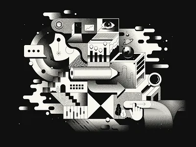 Cappra Institute - Data & Society abstract adobe illustrator branding data design futuristic grain graphic design illustration illustrator surrealism texture vector