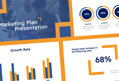 Yellow and Blue Elegant and Professional Presentation Marketing business pitch business presentation customizable design easy to use template investor meeting marketing pitch deck presentation template refinement and professionalism stand out from competition time saving option viewer engagement