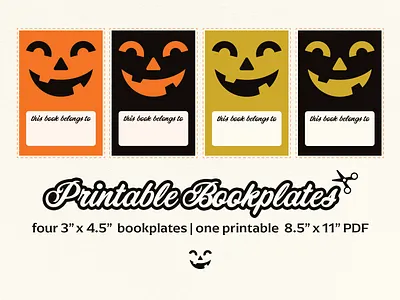 Happy Jack | Halloween Bookplates autumn book fair back to school brand illustration brand illustrator childrens book art ex libris fall festival halloween bookplate halloween craft halloween illustration halloween party favor halloween stationary halloween stickers happy pumpkin harvest festival jackolantern bookplate kids library printable bookplate spooky book plate stationery design