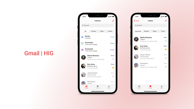 Gmail redesign using HIG app gmail guidelines human interface guidelines ios list material mobile app navigation patterns redesign segmented control tabs ui