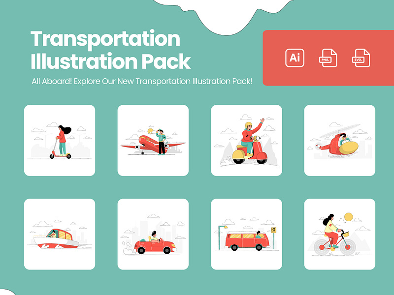 Transportation Illustration Pack design graphic design graphics illustration vector vector illustration