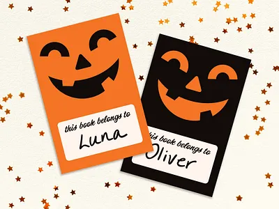 Happy Jack | Halloween Bookplates black pumpkin brand illustration brand illustrator ex libris flat lay glitter stars orange pumpkin