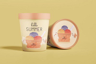 Cat Ice cream cup label Design ai cat chocolate ice cream cream creative design design free mockup graphic design hello summer ice ice cream ice cream cup label design layer milk ice cream packaging design photoshop professional label design psd template