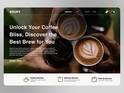 Koupy : Coffee Shop Website coffee coffee shop design kopi ui ui ux ux website