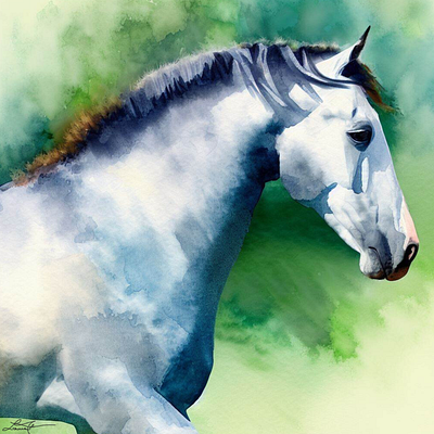 Andalusian Horse Watercolor design digital art horse portrait illustration