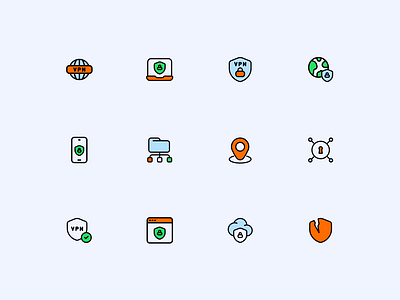 VPN Icons Set app icon logo app icons colorful flat icons icon icon illustration icon pack iconography iconset illustration interface icon line icons security icon ui icons vector icons vpn vpn icon web icons