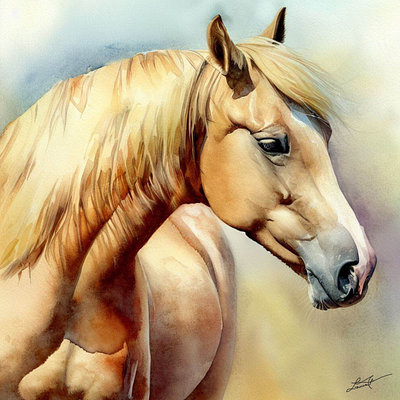 Palomino Quarter Horse design digital art horse portrait illustration palomino horse quarter horse