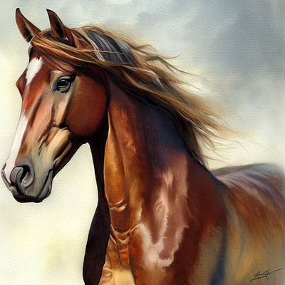 American Saddlebred Horse Portrait design digital art horse portrait illustration watercolor