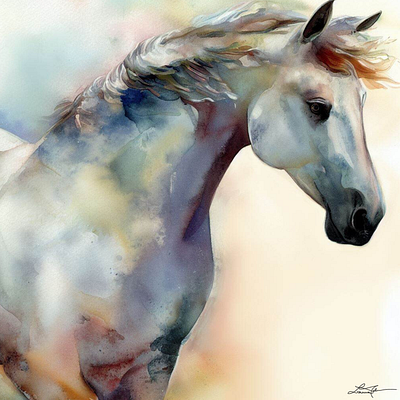 Watercolor Beauty design digital art horse portrait illustration watercolor