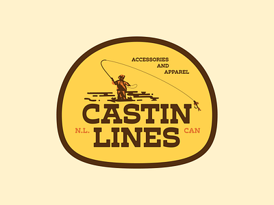 Castin' Lines Fishing Apparel badge branding fishing fly logo logo design mark river typography water