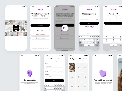 JODOH! - Sign In & Sign Up Screens app dating design face id form log in login mobile one time password otp page register registration reset password sign in sign up signin signup social media ui
