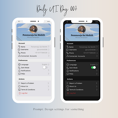 Day 7 of DailyUI -Settings page app branding design figma graphic design logo ui uidesign webdesign
