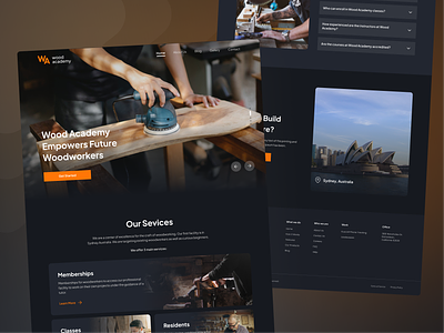 Wood Academy - Landing Page academy app course design education furnish furniture landing page learning ui ui design ux web design wood woodeducation woodworking
