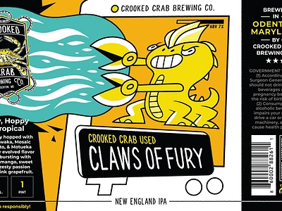 Claws of Fury Beer Can Art beer branding bright colors can character cute design funny graphic design illustration label nintendo packaging pikachu pokemon vector