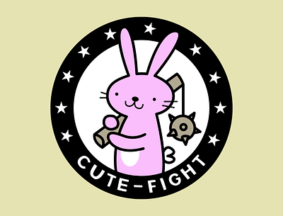 Cute Fight logo branding bright colors bunny cute illustration logo pink vector weapon