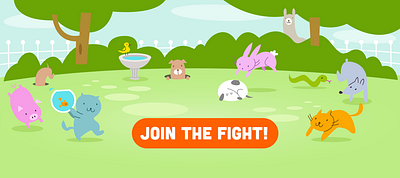 Cute Fight homepage illustration animals branding bright colors bunny cute design fun illustration park vector