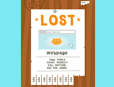 Cute Fight 404 page 404 branding bright colors design graphic design illustration lost pet sign vector