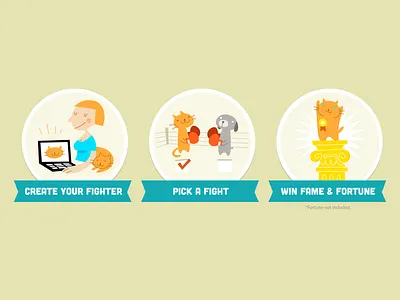 Cute Fight tutorial illustrations bright colors cat cute dog fun illustration vector