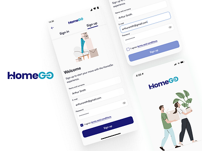 HomeGO app app ui application design figma interface mobile mobile app mobile design mobile ui product design removals sign up ui user interface userinterface uxui visual design