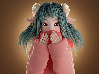 3D Character - Sheep Girl 3d 3d animation 3d art 3d cartoon 3d character 3d illustration 3d modeling 3d render 3d sculpting 3d visual animation art blender character design illustration