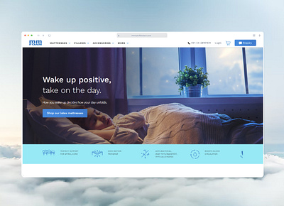 MM Faom blue mattress ui web design website